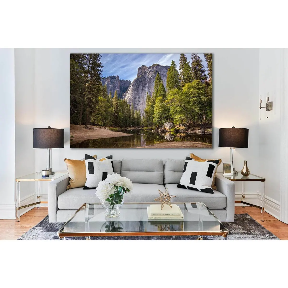 Beautiful Mountains Trees River Forest №Sl501 Ready To Hang Canvas Print 1