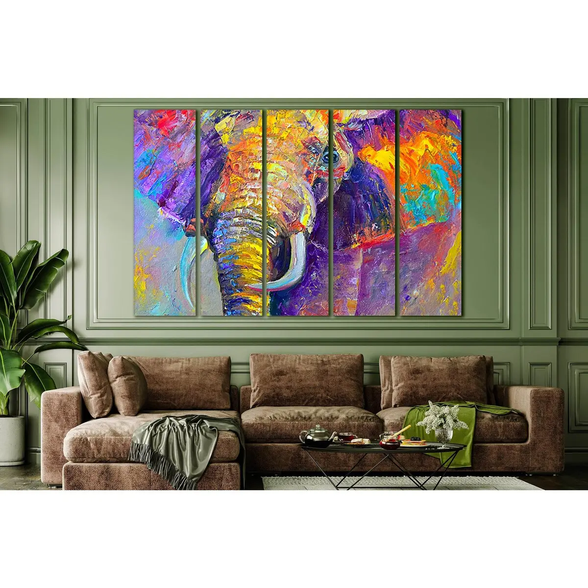 Vibrant Multihued Elephant Canvas Art №SL610 – Premium Ready-to-Hang Wall Decor - Image 3