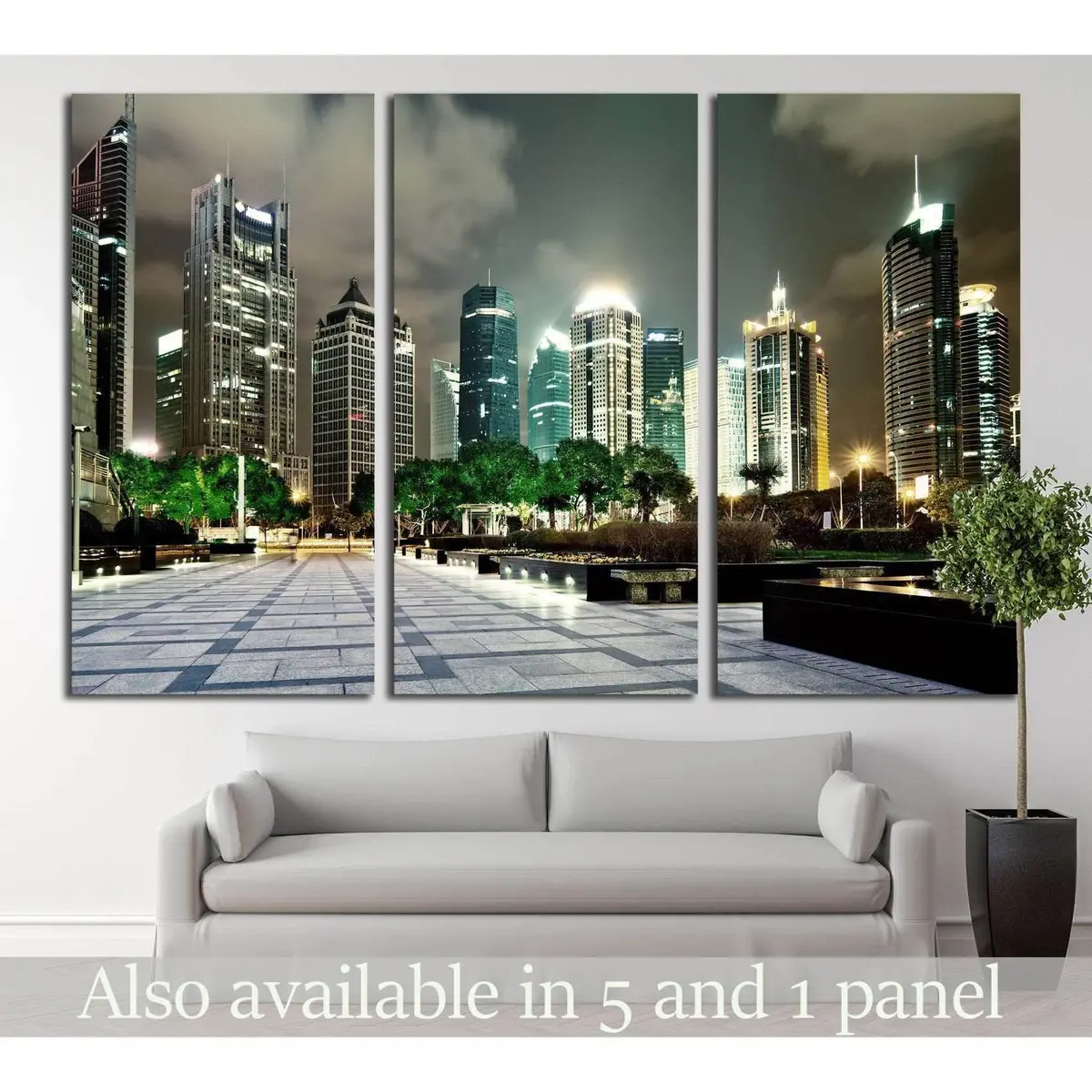 Beautiful Night Scene In Shanghai Financial Center №2238 Ready To Hang Canvas Print 5