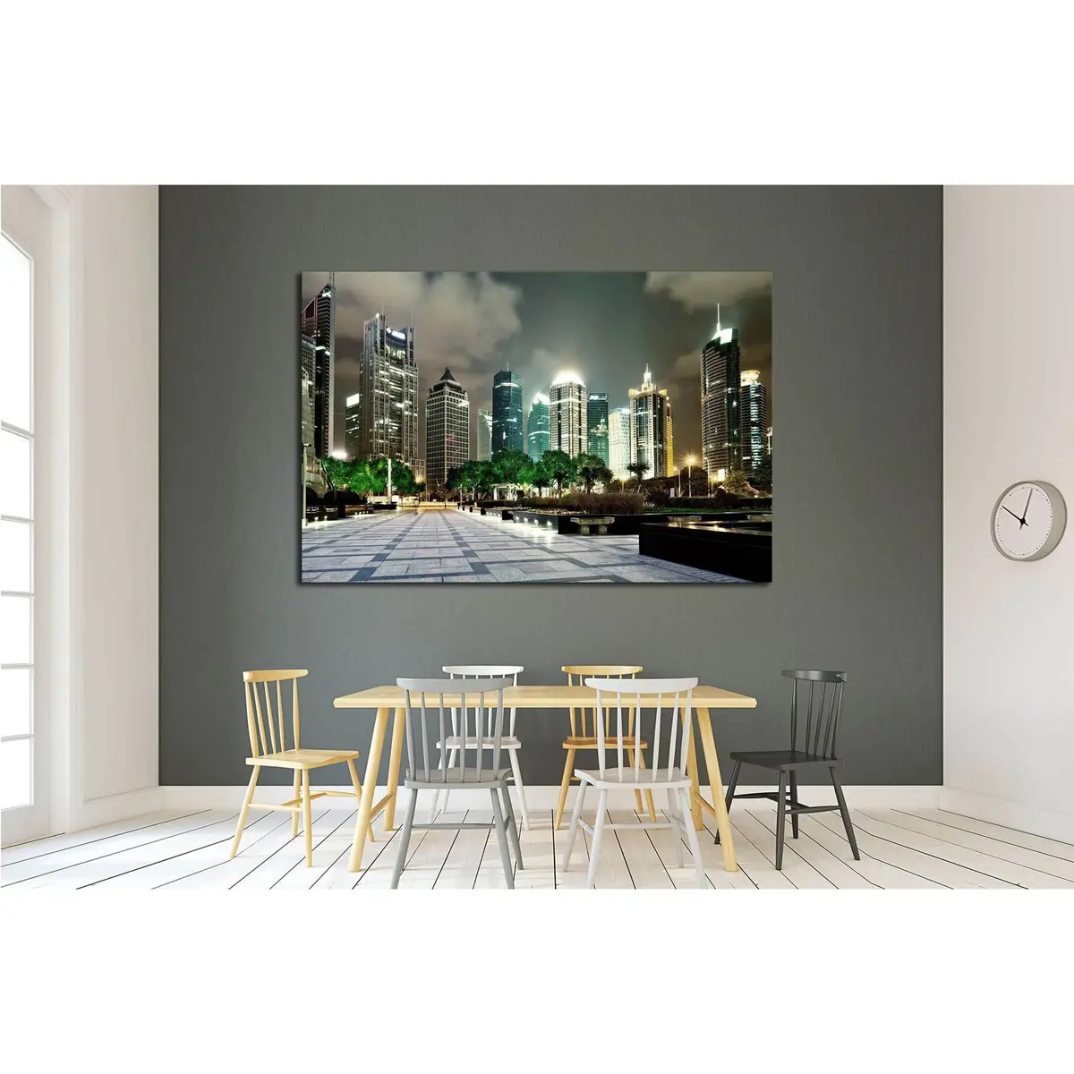 Beautiful Night Scene In Shanghai Financial Center №2238 Ready To Hang Canvas Print 3