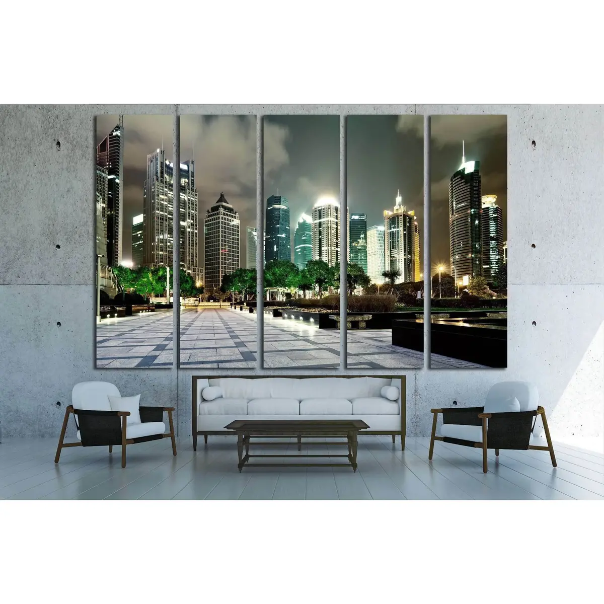 Shanghai Financial District Night View Canvas Art Print №2238 - Image 3