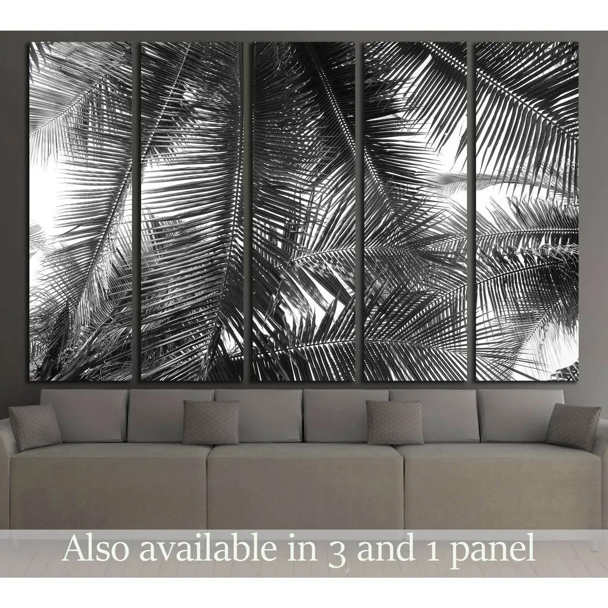 Elegant Palm Leaf Canvas Art Print on Crisp White Background