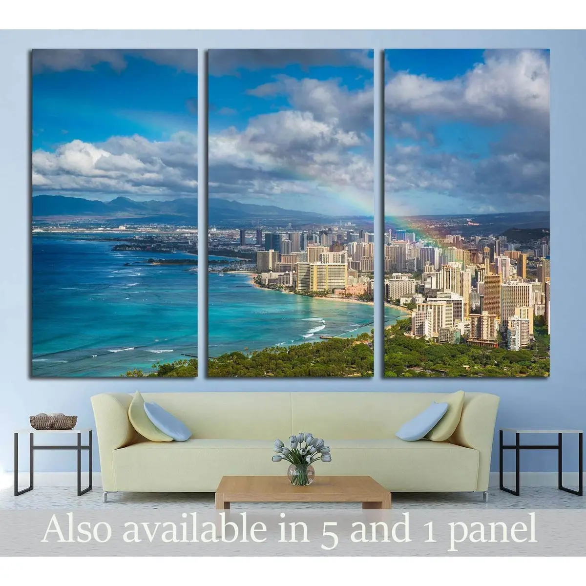 Beautiful Rainbow Over Hawaii Skyline №2274 Ready To Hang Canvas Print 5