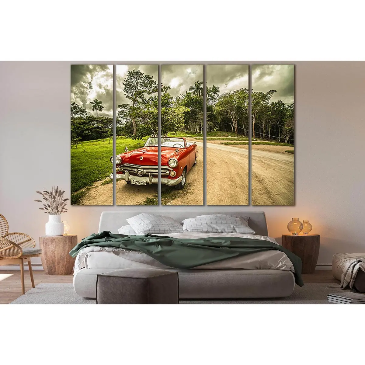 Vintage Red Classic Car Canvas Wall Art №SL747 – Ready-to-Hang Decor - Image 3