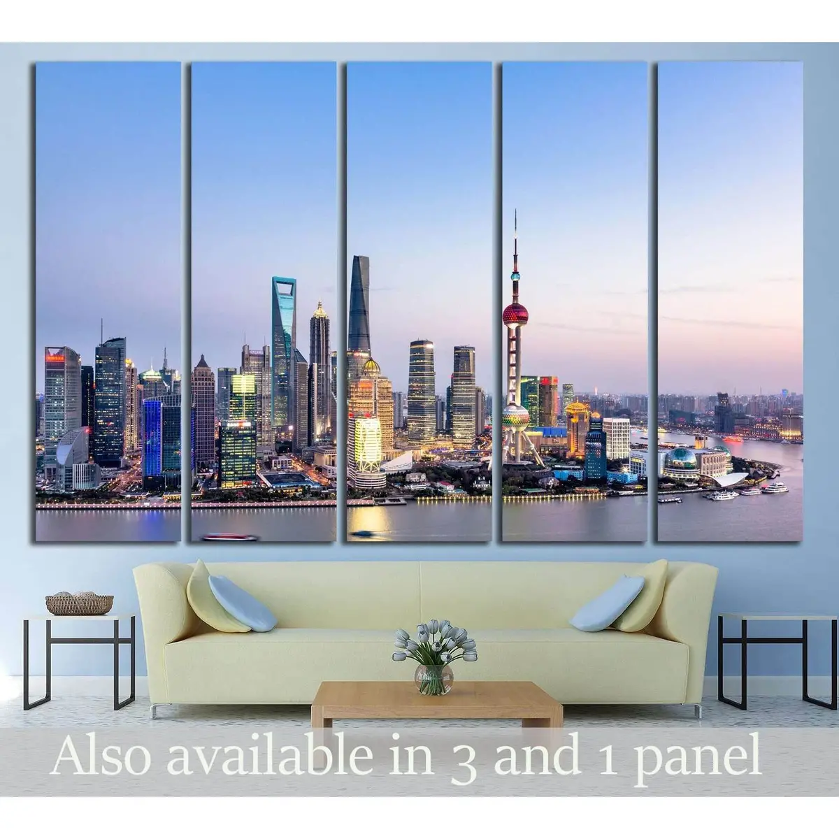Shanghai Pudong Skyline at Dusk Canvas Wall Art — Ready-to-Hang Print #2643