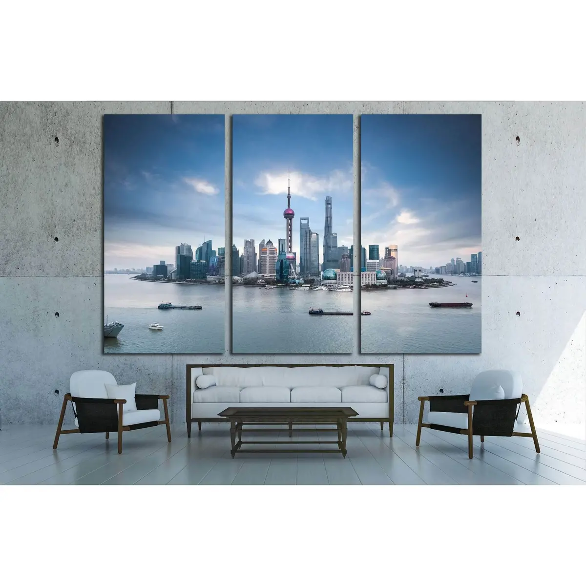 Beautiful Shanghai Skyline And Huangpu River , China №2319 Ready To Hang Canvas Print 5