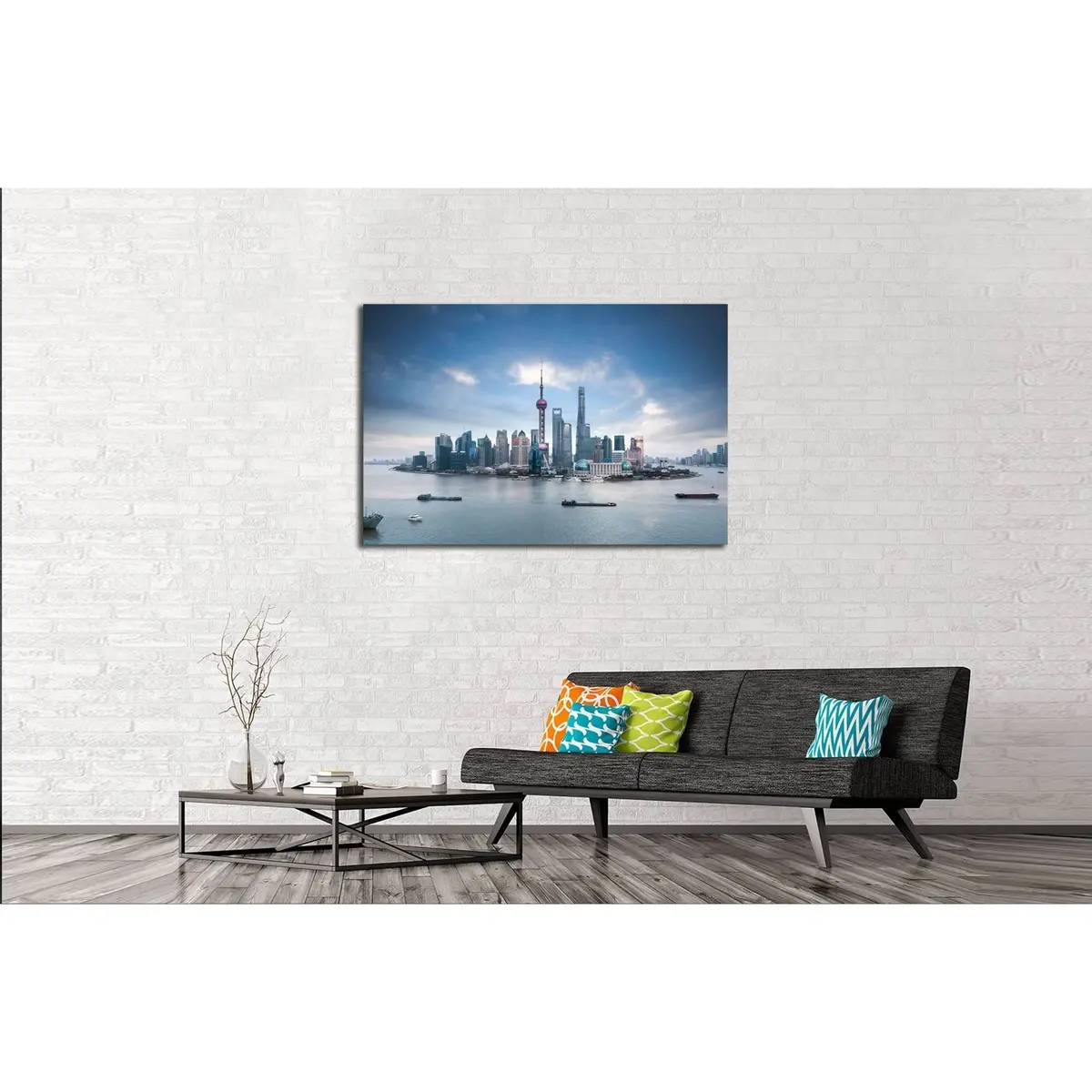 Beautiful Shanghai Skyline And Huangpu River , China №2319 Ready To Hang Canvas Print 3