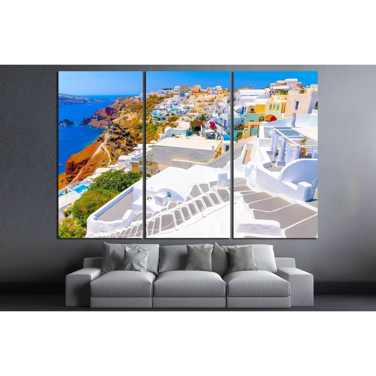 Beautiful Steps In Oia The Most Beautiful Village Of Santorini Island In Greece №2641 Ready To Hang Canvas Print 5