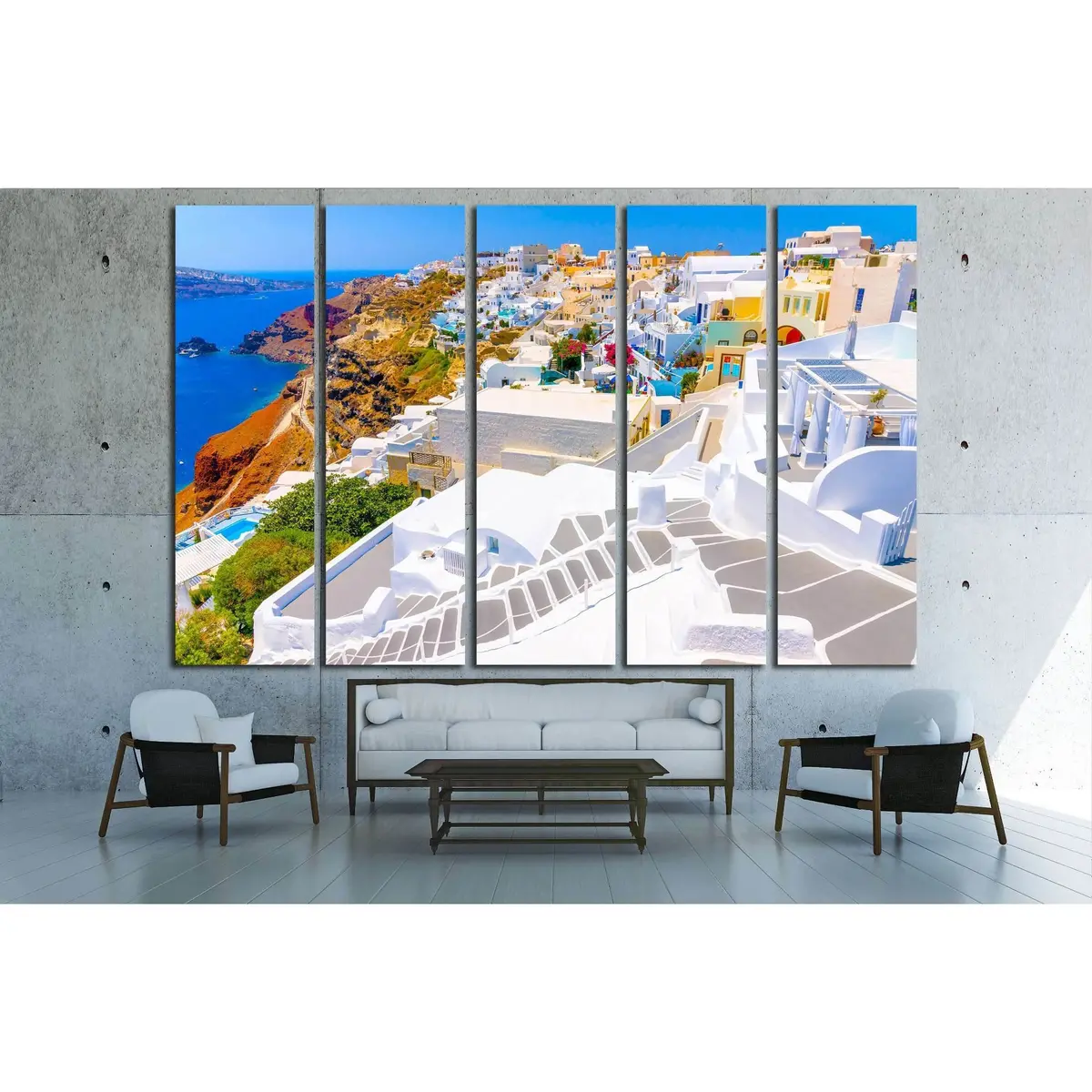 Oia Santorini Steps Canvas Print – Ready-to-Hang Wall Art Highlighting Greece's Most Picturesque Cliffside Village - Image 3