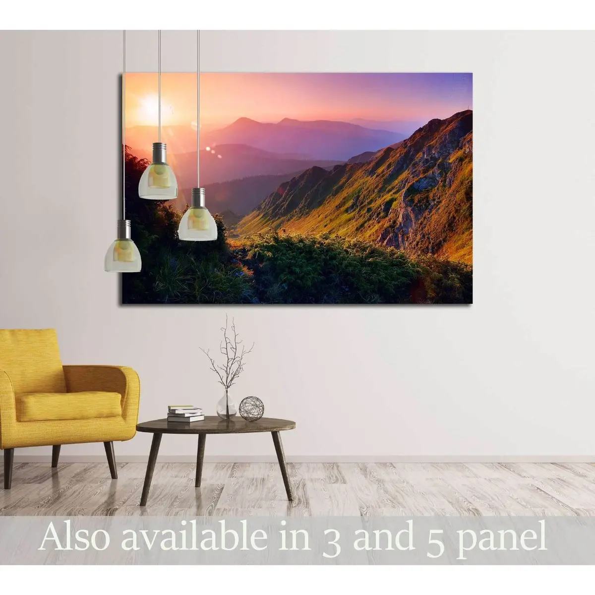 Beautiful Summer Landscape In The Mountains With The Sun At Dawn №2682 Ready To Hang Canvas Print 1
