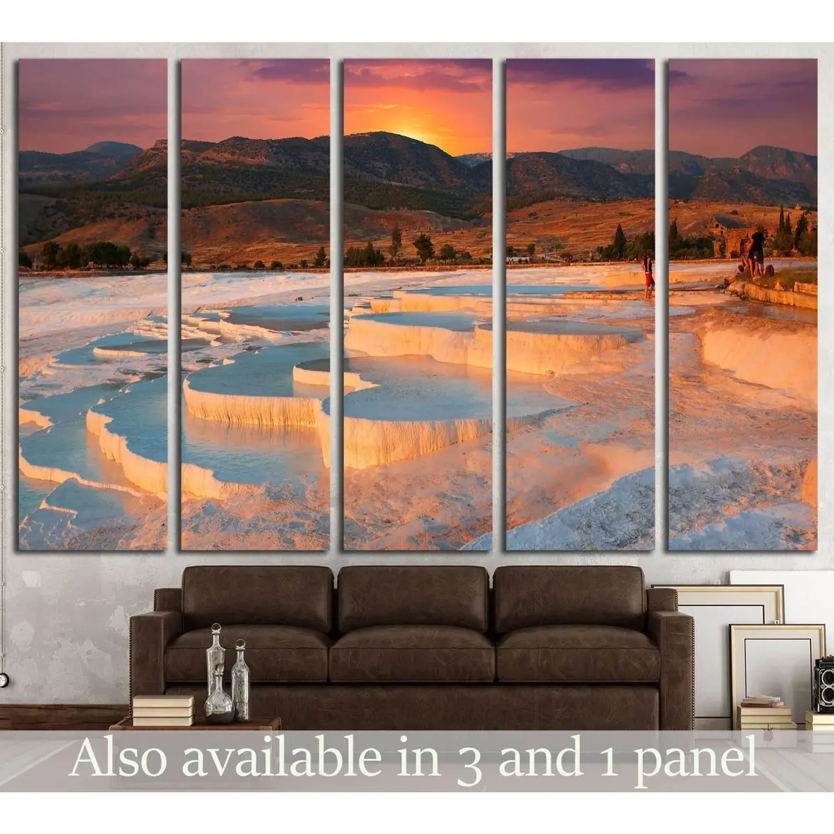 Stunning Pamukkale Sunrise Canvas Art Featuring Natural Travertine Terraces and Pools, Turkey Wall Decor