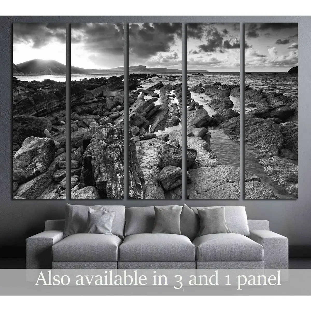 Stunning Black & White Sunrise Canvas Art – Mupe Bay, Jurassic Coast, Dorset