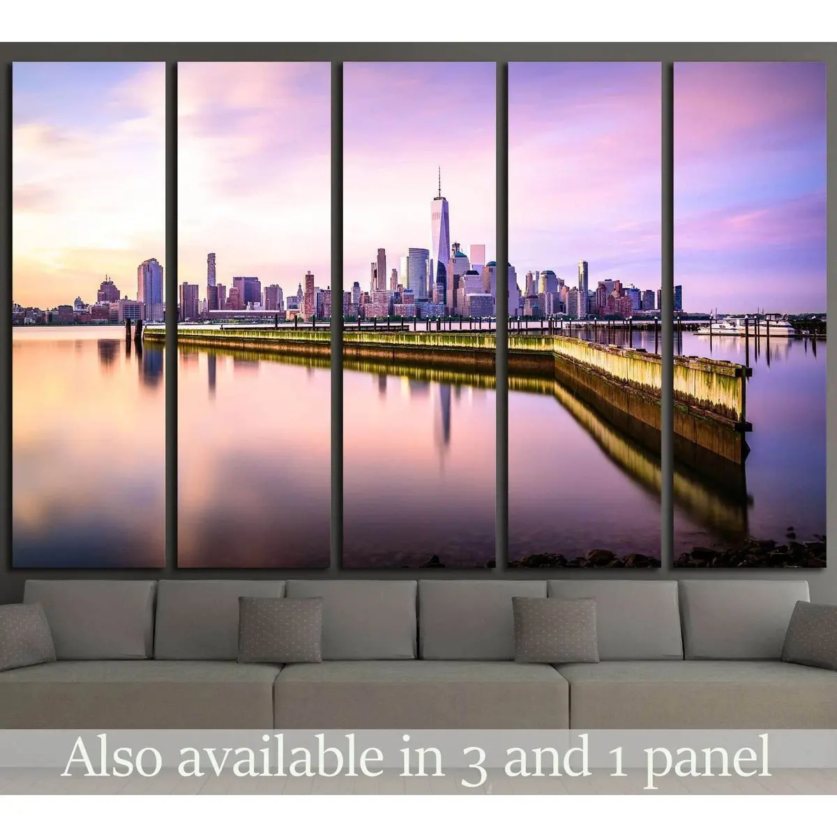 Stunning Manhattan Sunrise Canvas Art – Jersey City Vantage Point, Ready-to-Hang Wall Decor #1722