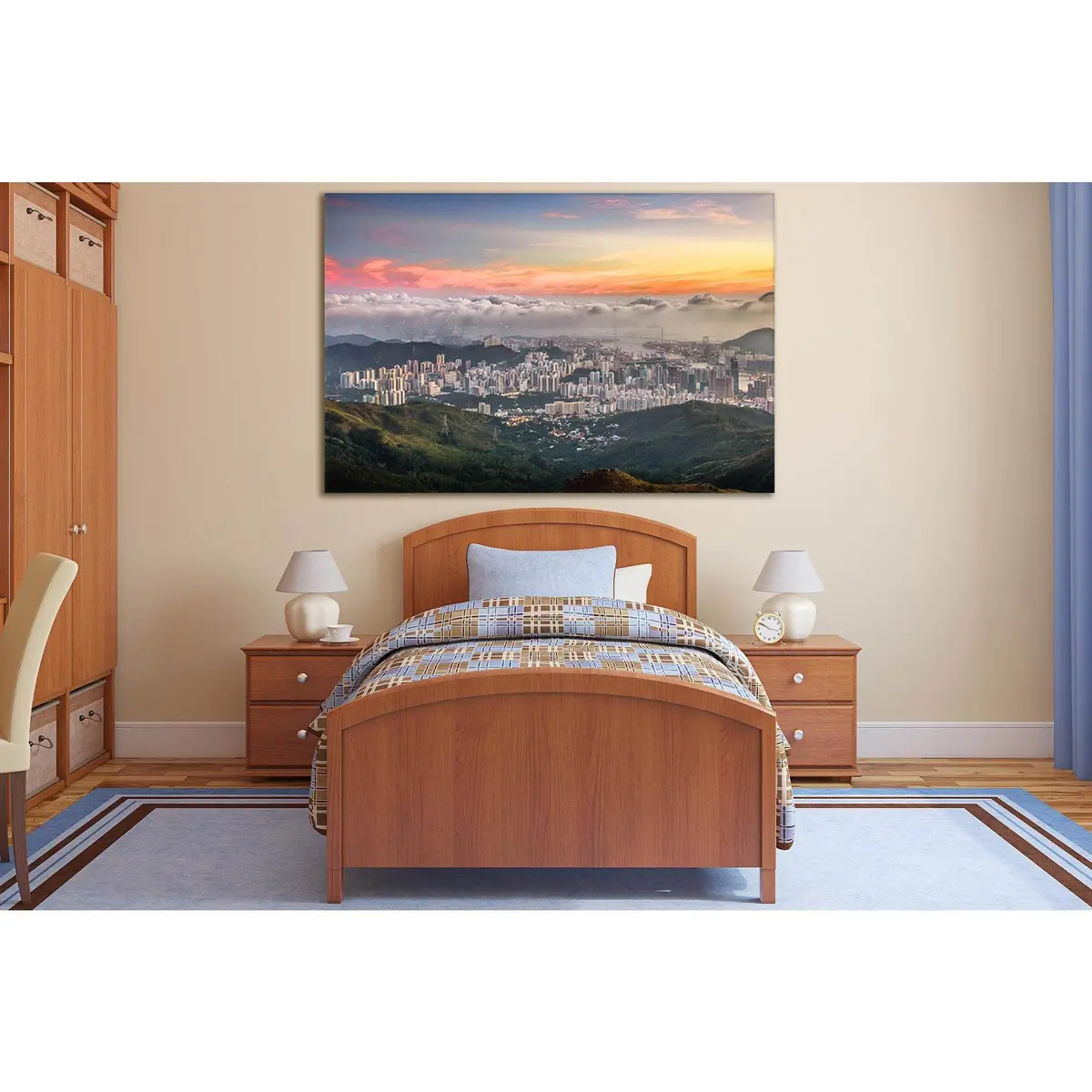Beautiful Sunset And Clouds Over City №Sl328 Ready To Hang Canvas Print 1