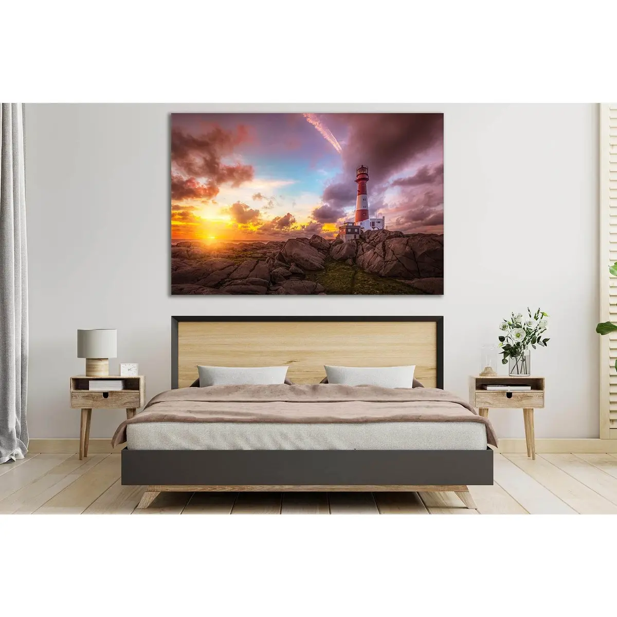 Beautiful Sunset And Marine Lighthouse №Sl284 Ready To Hang Canvas Print 1