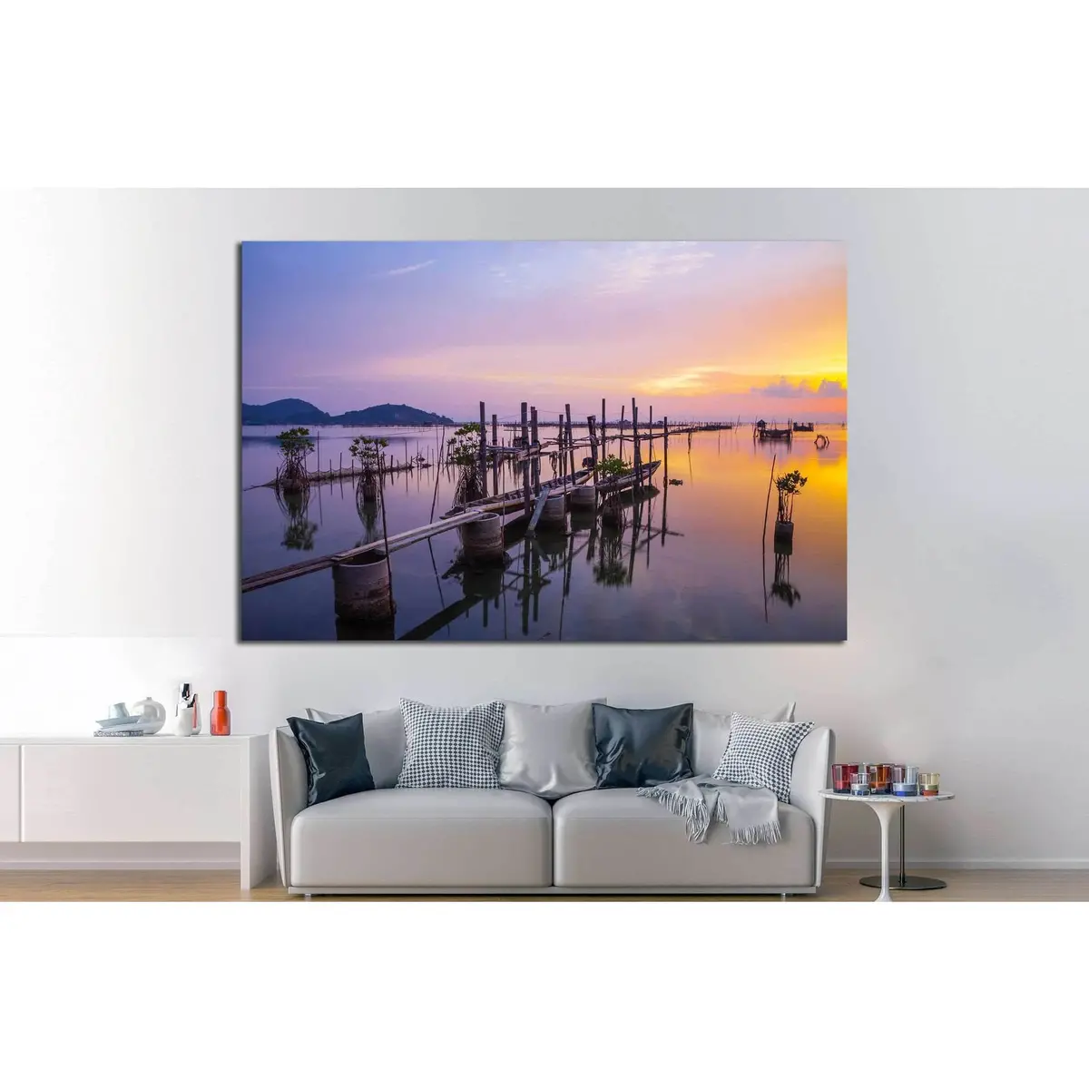 Beautiful Sunset Koh Yo Island In Songkha, Thailand №1306 Ready To Hang Canvas Print 3