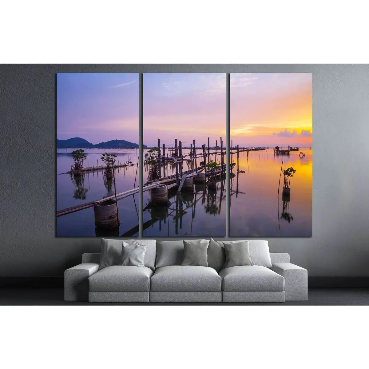 Beautiful Sunset Koh Yo Island In Songkha, Thailand №1306 Ready To Hang Canvas Print 5