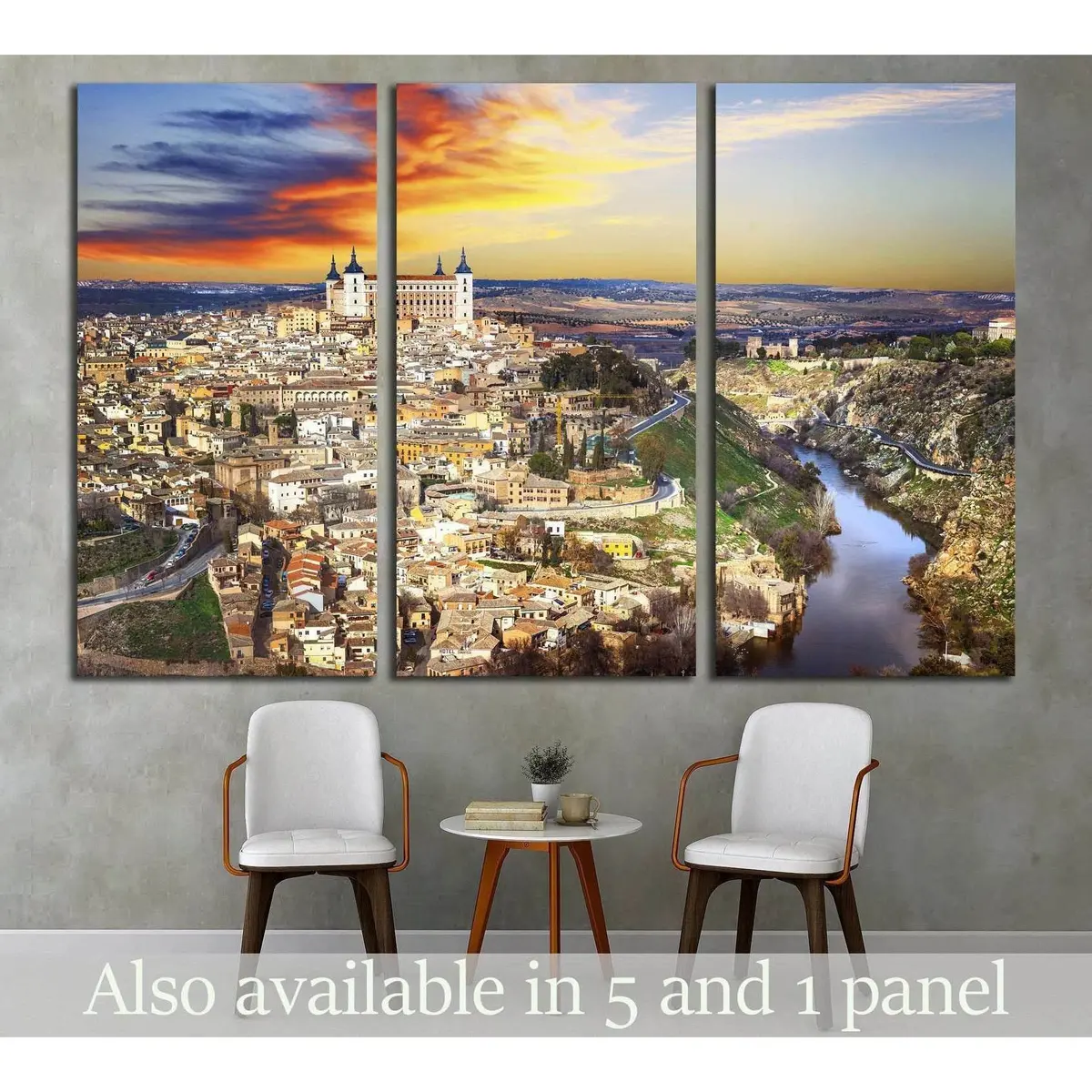 Beautiful Sunset Over Old Toledo, Spain №1694 Ready To Hang Canvas Print 5