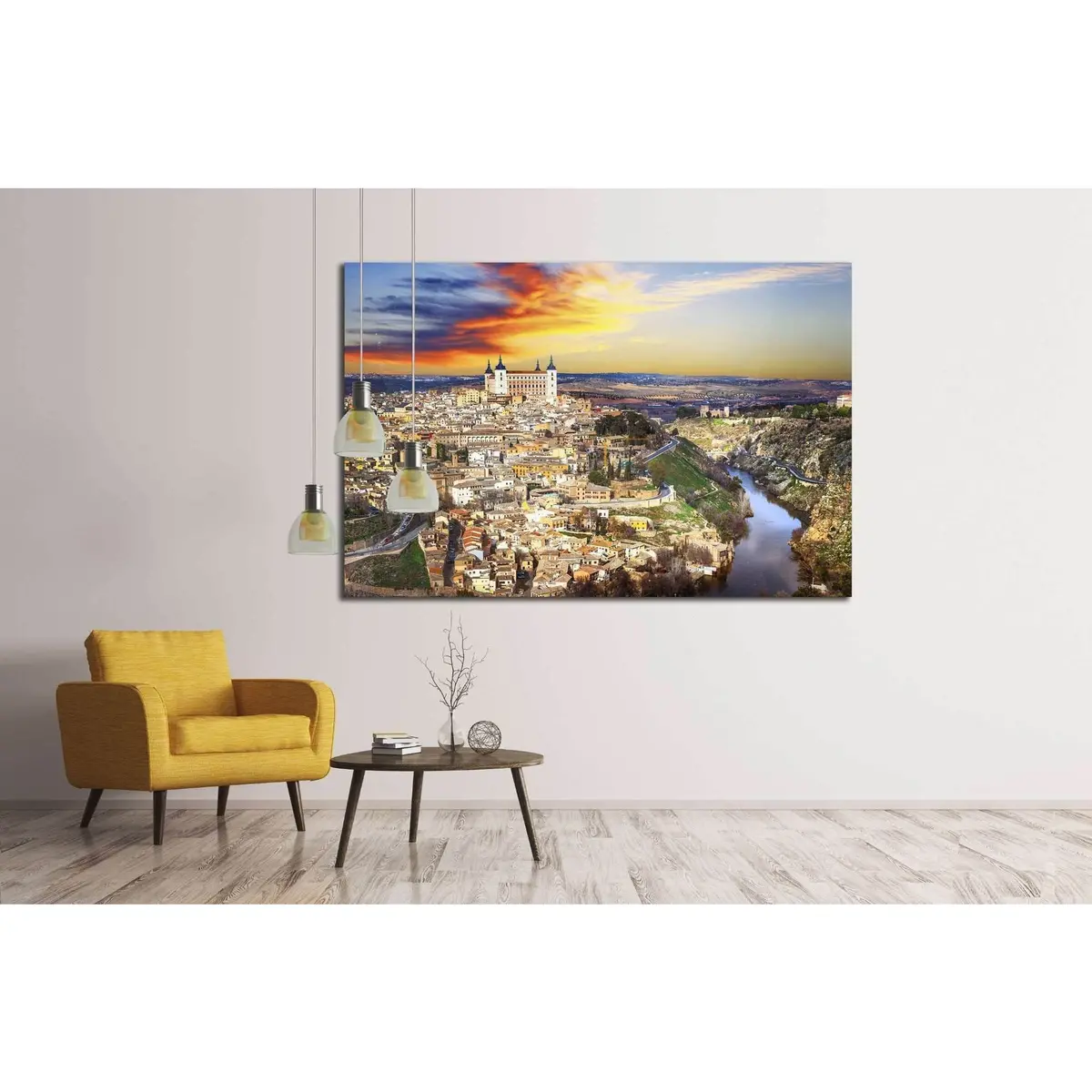 Beautiful Sunset Over Old Toledo, Spain №1694 Ready To Hang Canvas Print 3