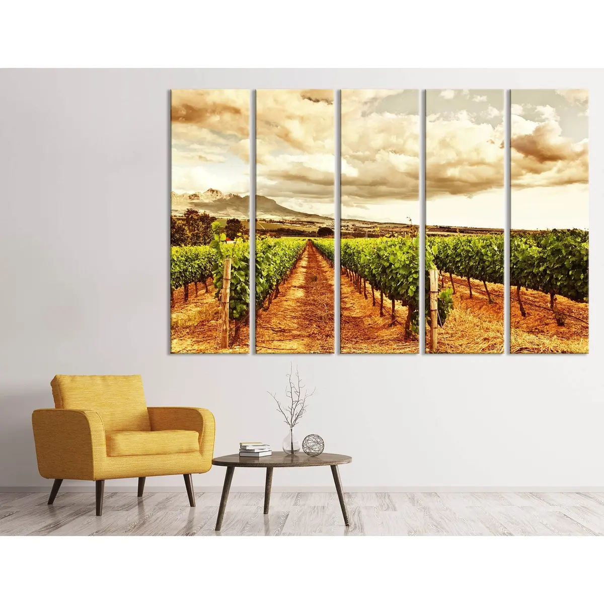 Stunning Vineyard Sunset Canvas Art Print – Ready to Hang
