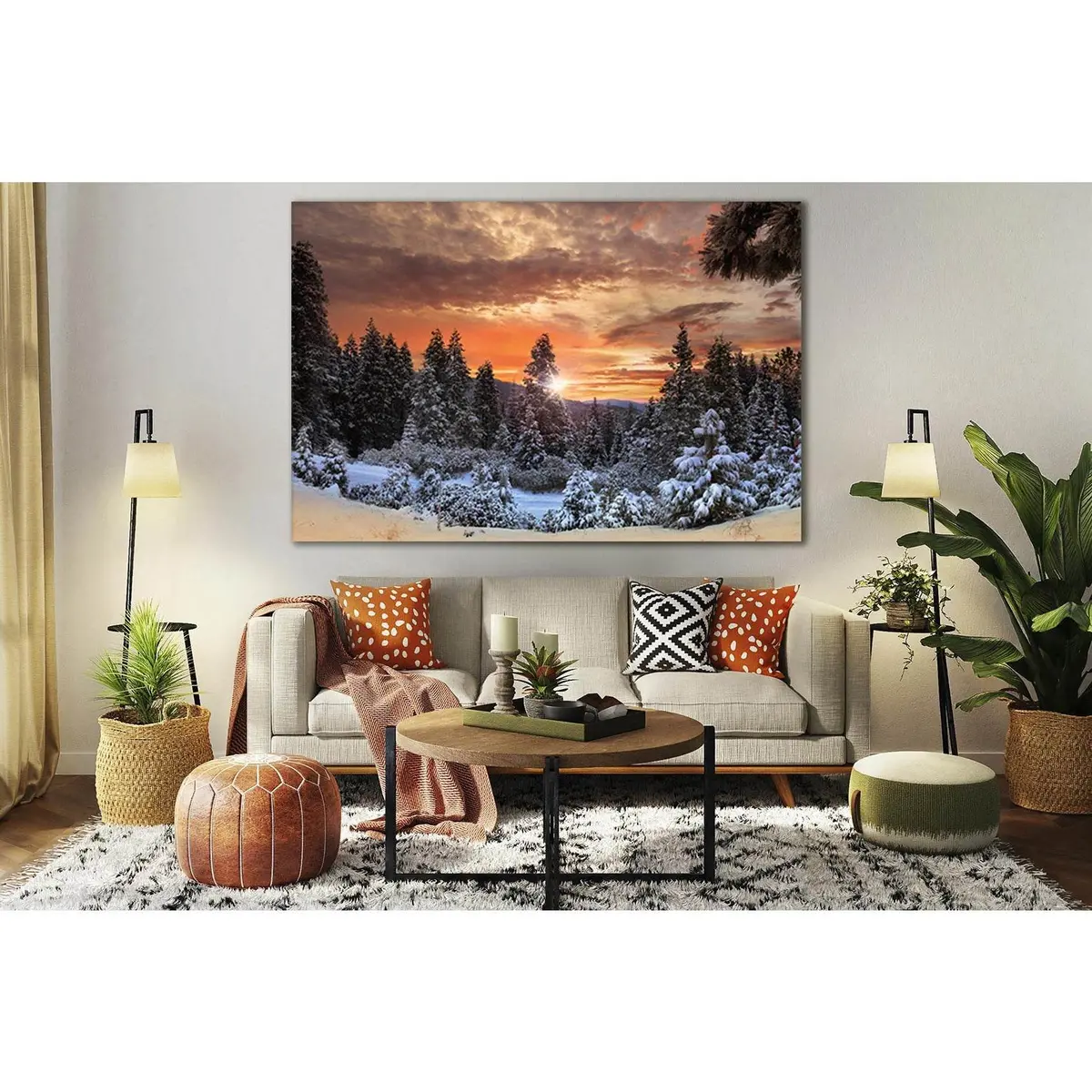 Beautiful Sunset Winter Forest №Sl276 Ready To Hang Canvas Print 1