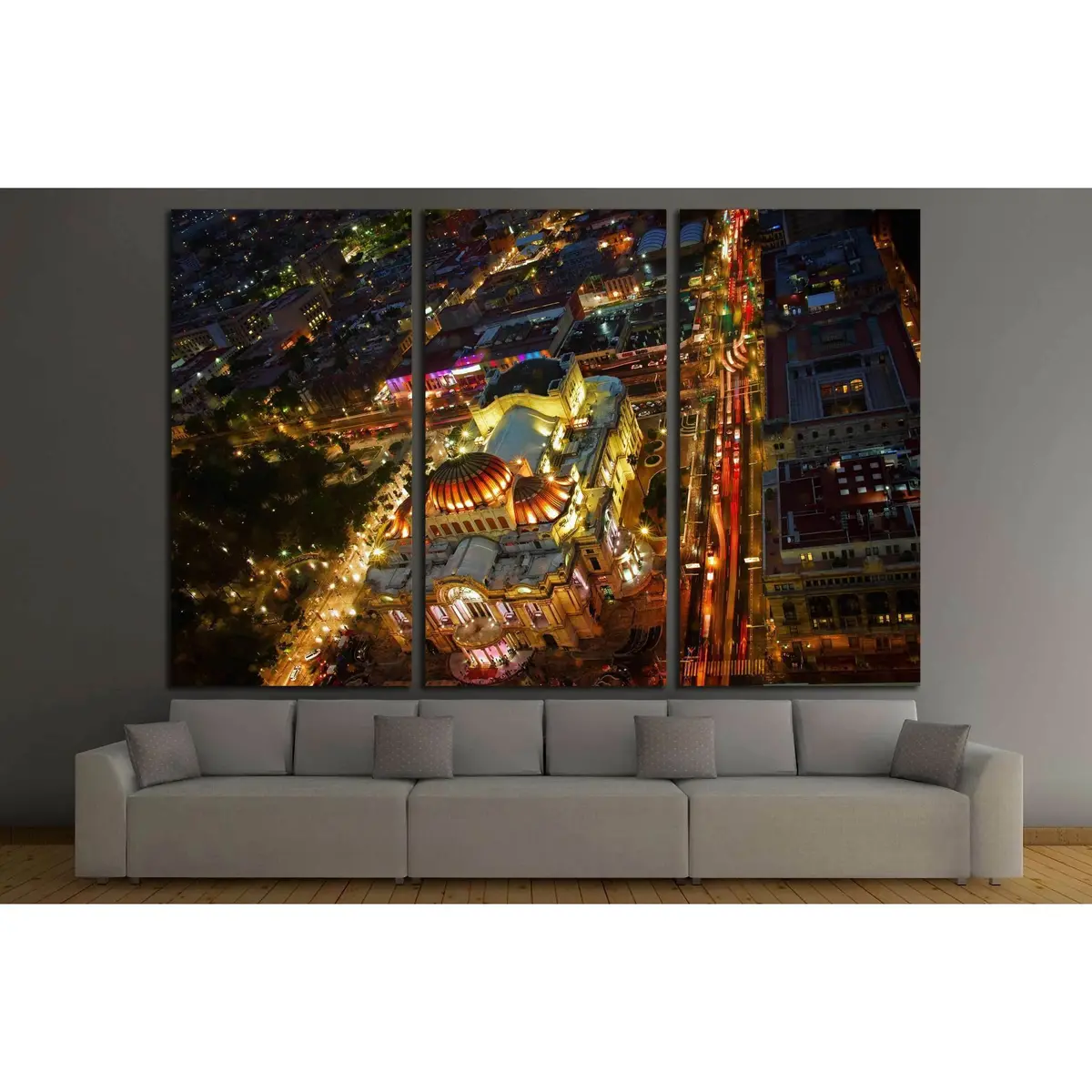 Beautiful Top View Of Bellas Artes At Night, Mexico City, Mexico №3056 Ready To Hang Canvas Print 5