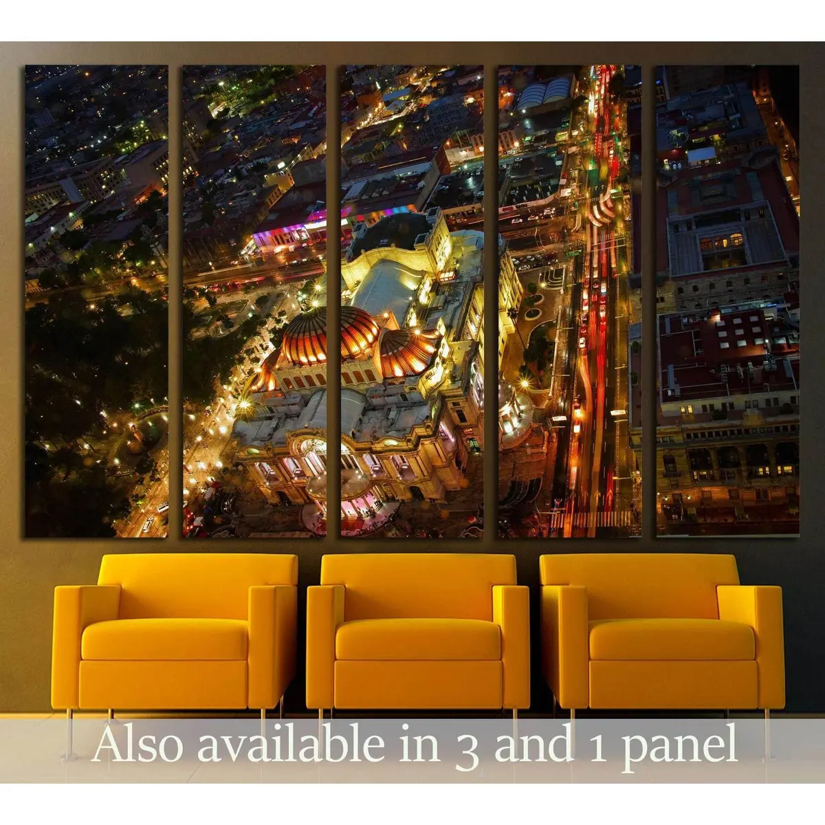 Stunning Nighttime Aerial View of Palacio de Bellas Artes, Mexico City – Ready-to-Hang Canvas Print #3056