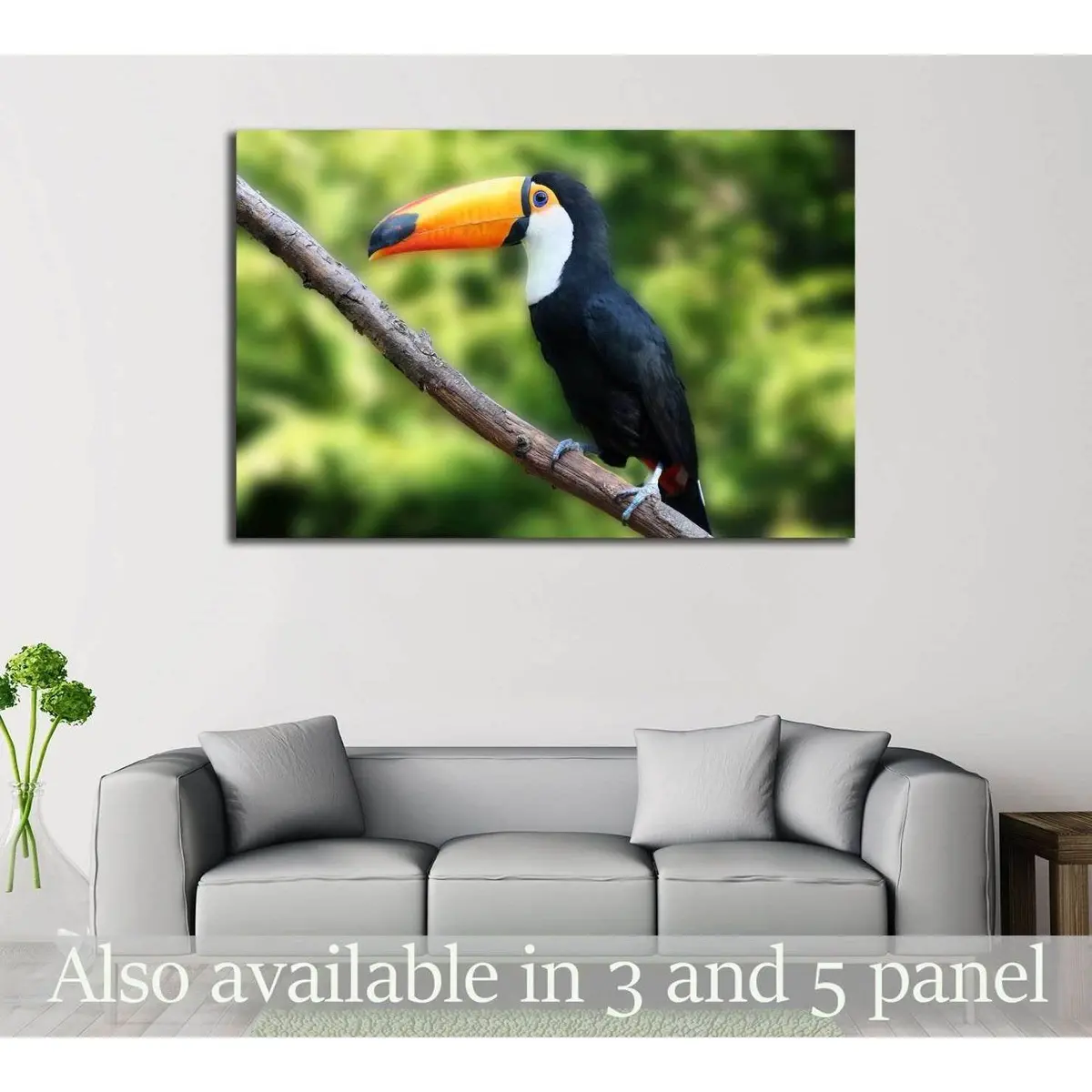Beautiful Tucan, Sitting On A Branch №2788 Ready To Hang Canvas Print 1