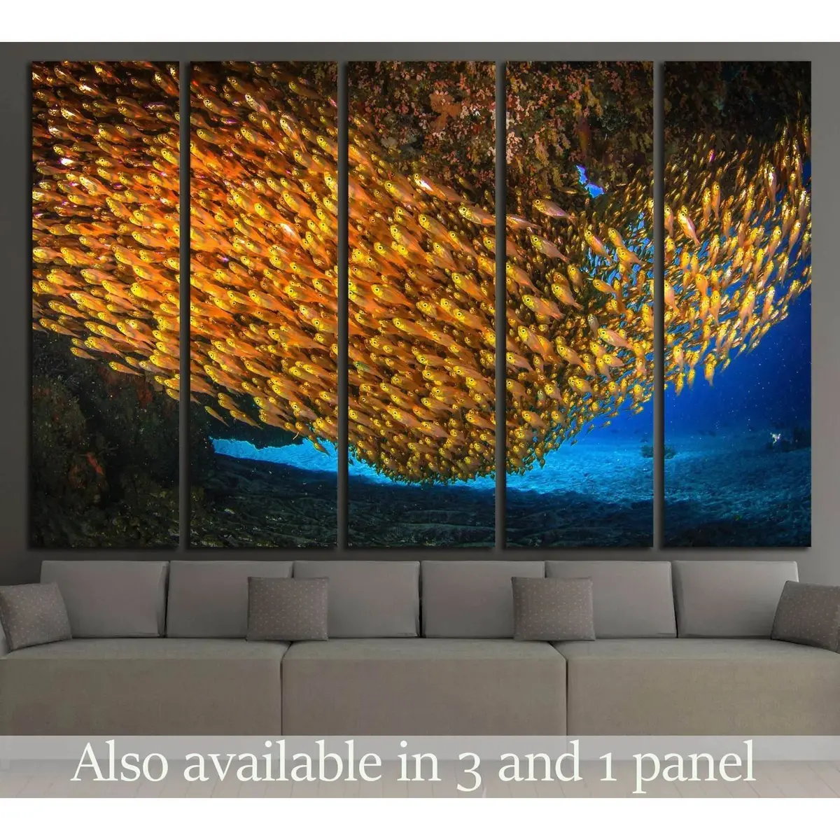 Vibrant Underwater Coral Reef Scene with Sponge Garden – Nusa Penida, Indonesia Canvas Wall Art