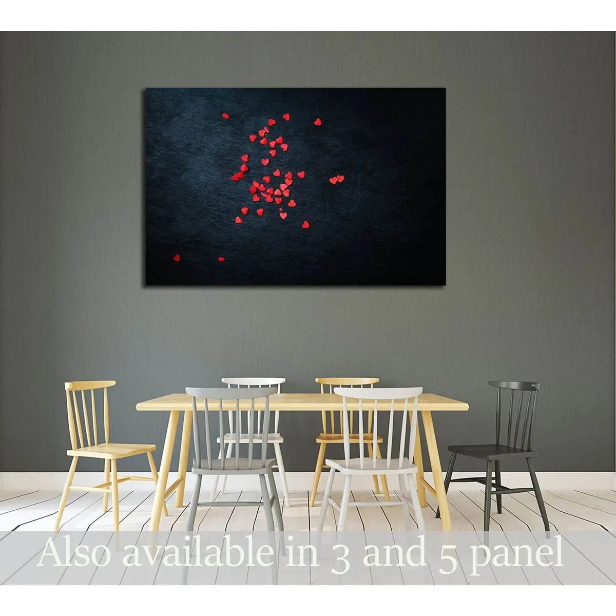 Beautiful Valentines Day Background With Red Hearts On Black Background №3019 Ready To Hang Canvas Print 1