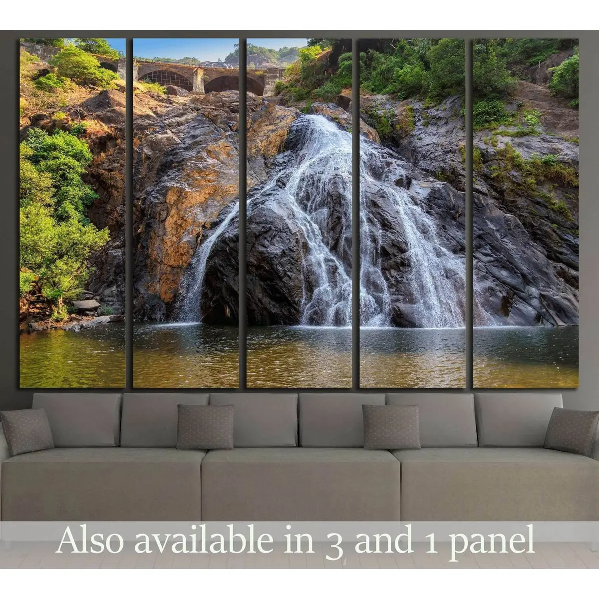 Stunning Dudhsagar Waterfall Canvas Art Print – Ready-to-Hang Wall Decor from Goa, India