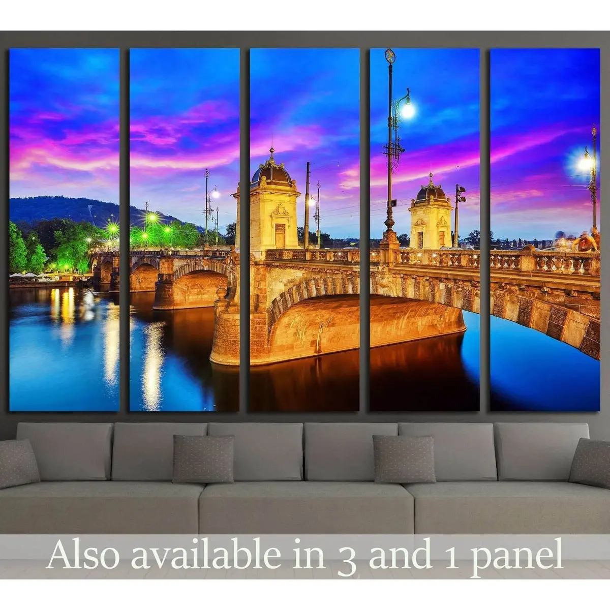 Scenic Canvas Art Print: Legii Bridge Over the Vltava River, Prague, Czech Republic – Ready-to-Hang Wall Decor