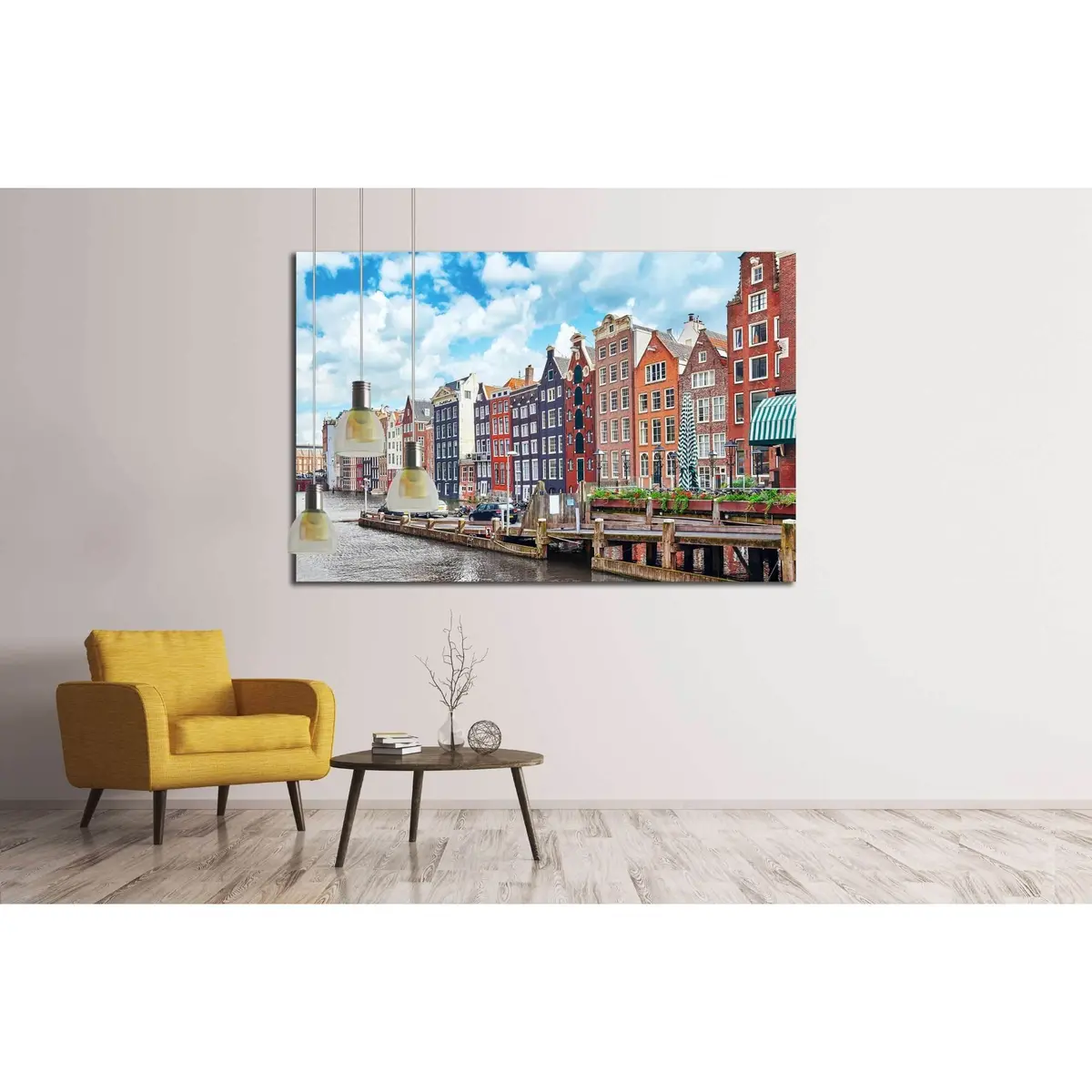 Beautiful Views Of The Streets, Ancient Buildings, People, Embankments Of Amsterdam - Also Call Venice In The North. Netherland №2303 Ready To Hang Canvas Print 3