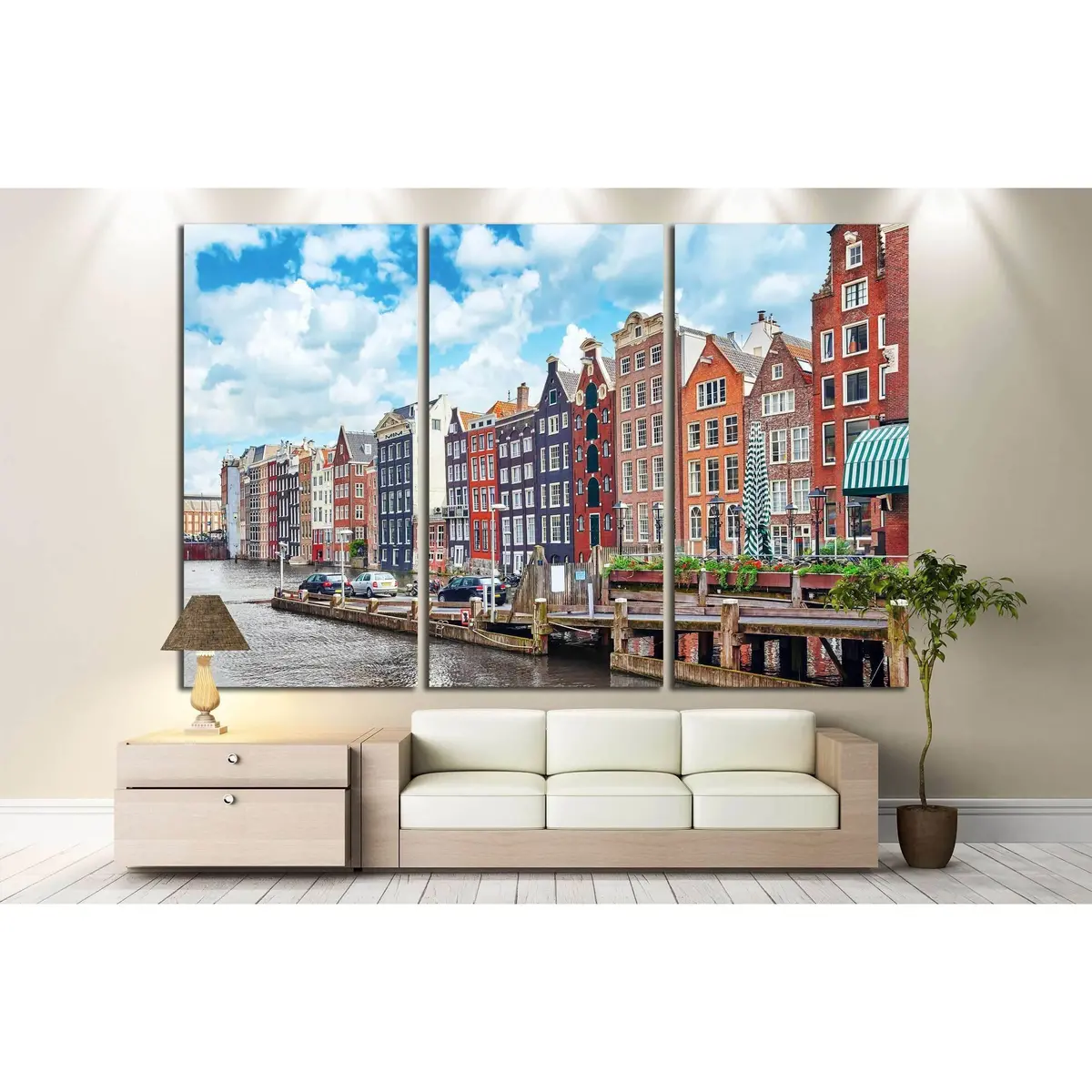 Beautiful Views Of The Streets, Ancient Buildings, People, Embankments Of Amsterdam - Also Call Venice In The North. Netherland №2303 Ready To Hang Canvas Print 5