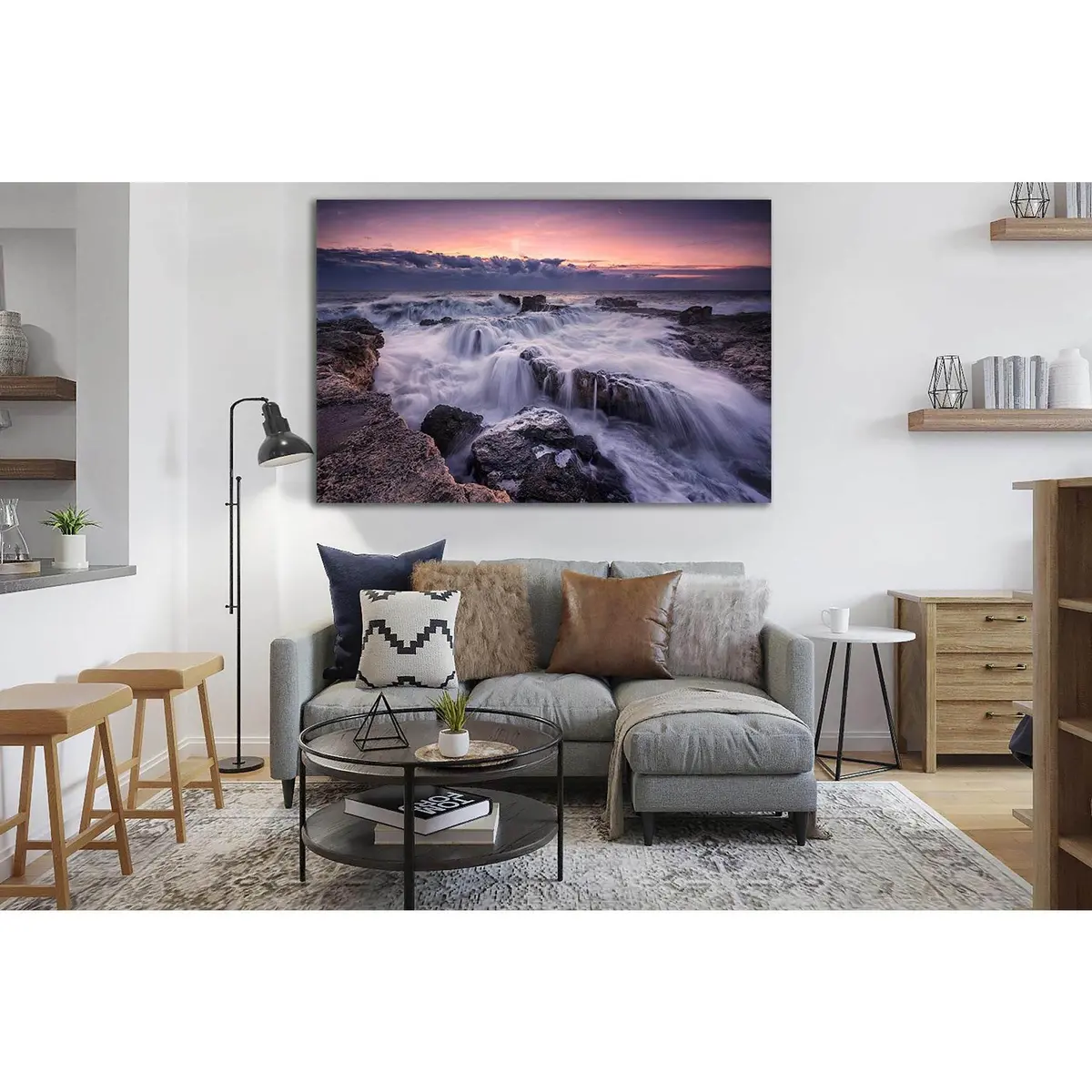 Beautiful Waves At Sunset №Sl237 Ready To Hang Canvas Print 1
