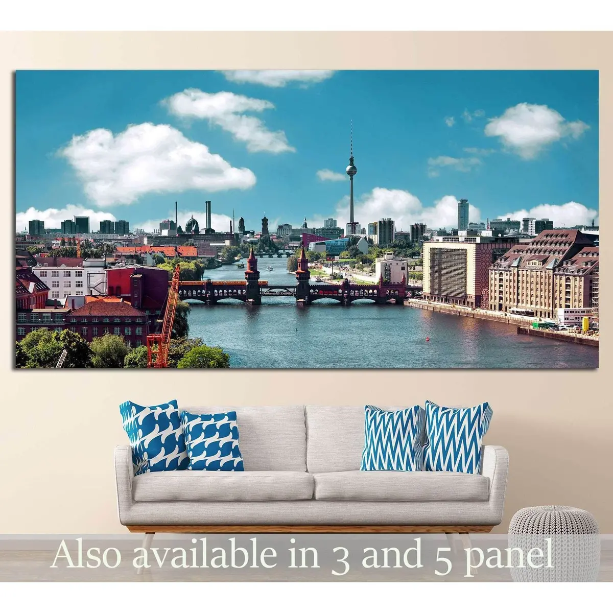 Berlin Skyline, Oberbaum Bridge №1172 Ready To Hang Canvas Print 1