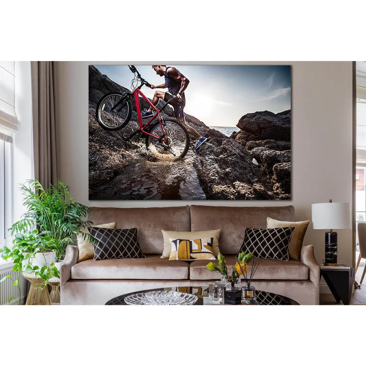 Bicycle Sport On The Rocks №Sl918 Ready To Hang Canvas Print 1