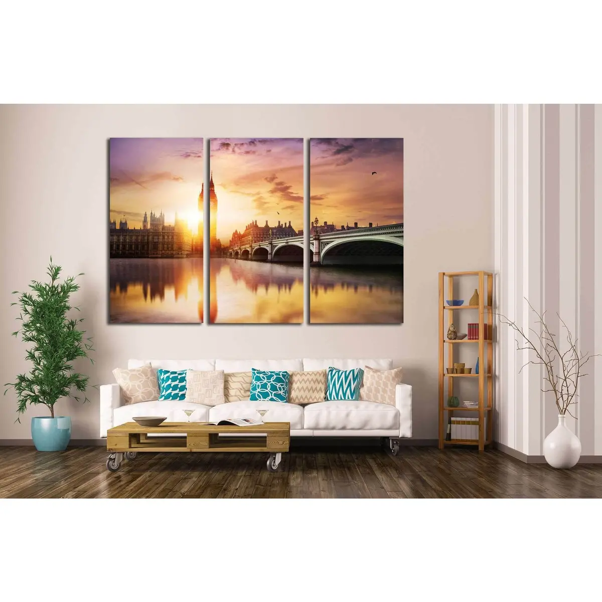 Ready-to-Hang Canvas Wall Art Featuring Big Ben and Westminster Bridge - Image 2