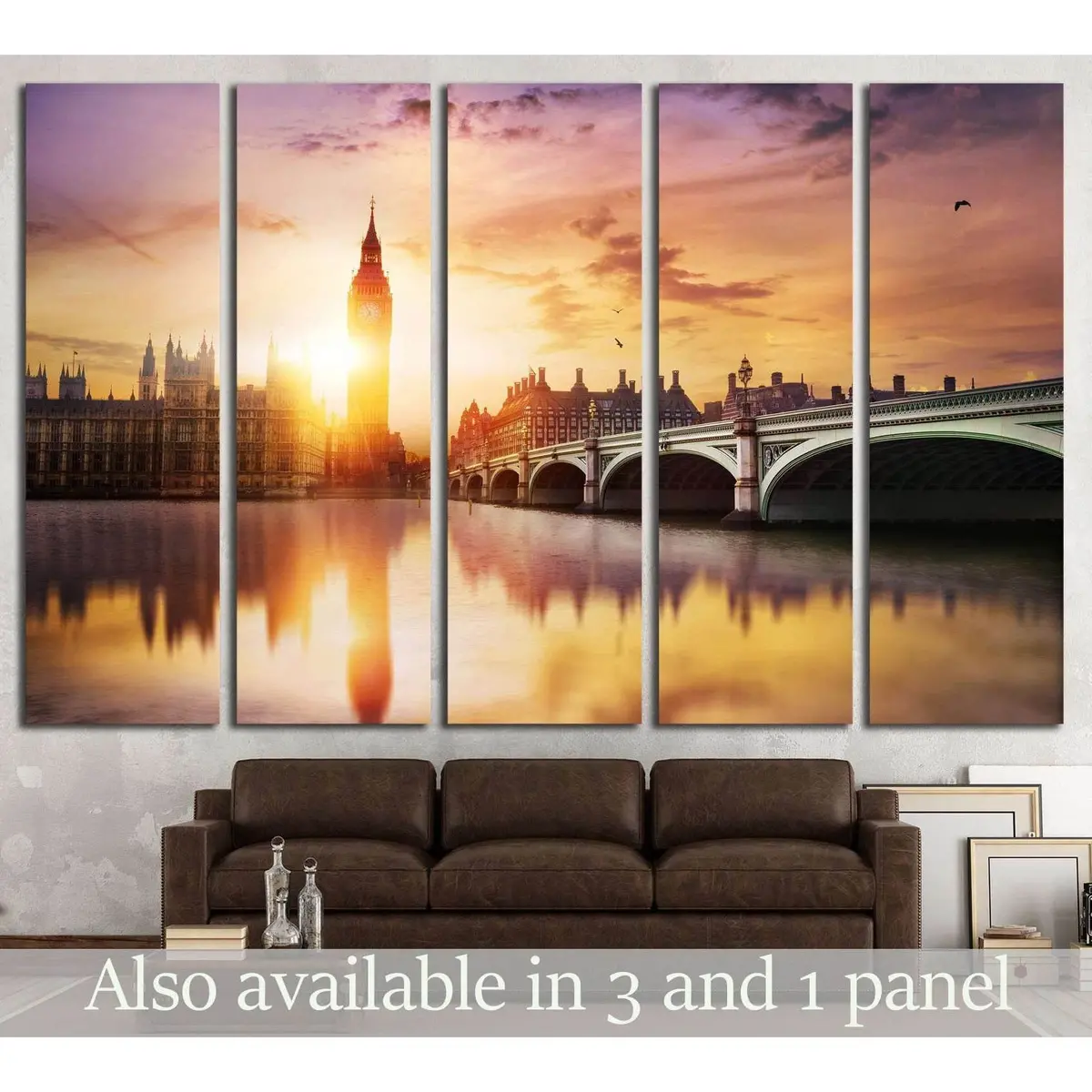 Big Ben And Westminster Bridge №560 Ready To Hang Canvas Print 1