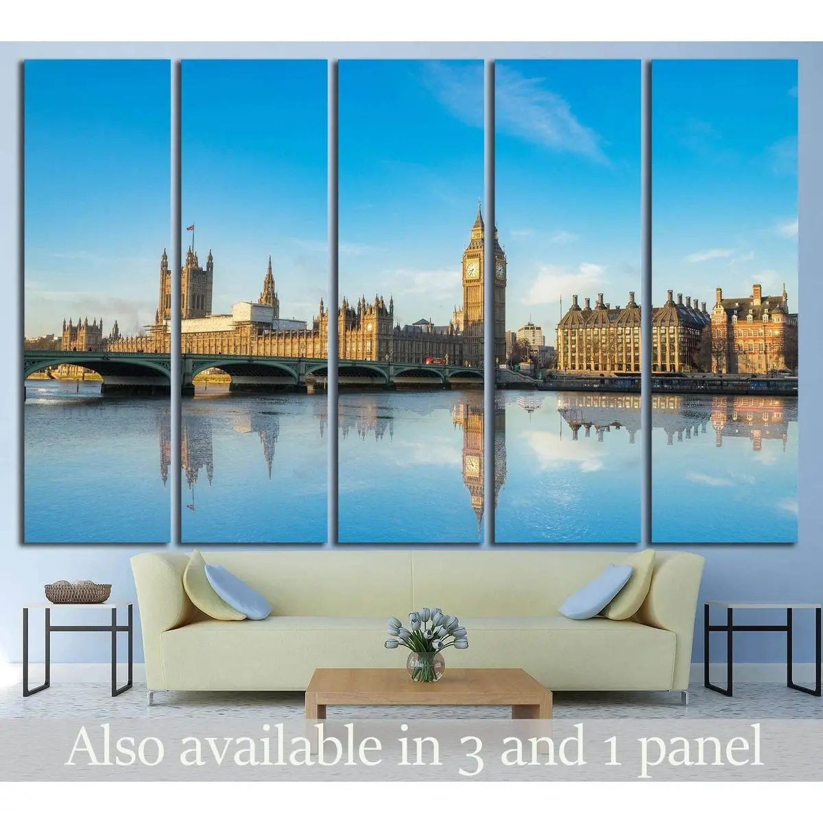 London Landmark Canvas Art: Big Ben & Westminster Parliament Print
