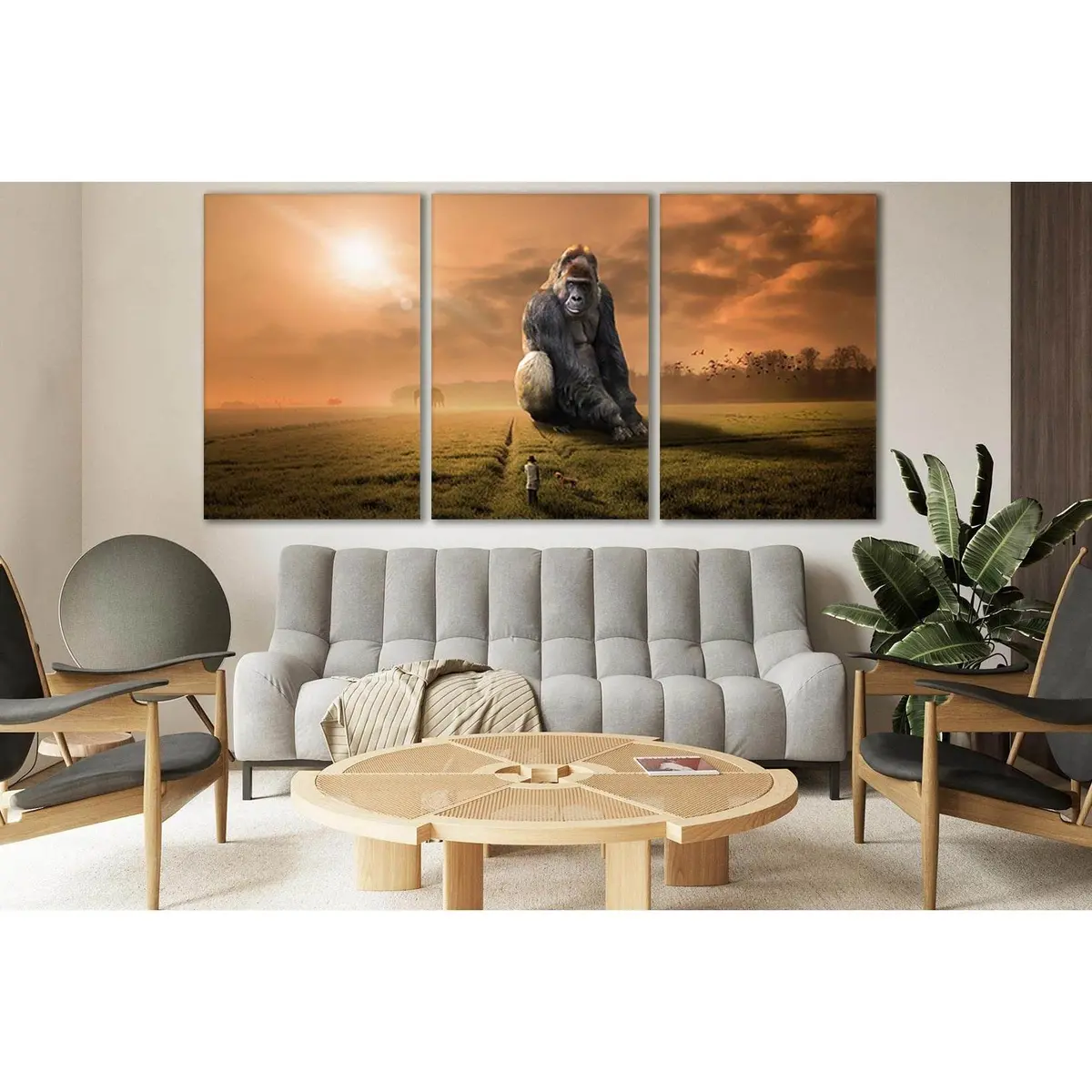 Big Monkey And Girl With Dog №Sl1040 Ready To Hang Canvas Print 5