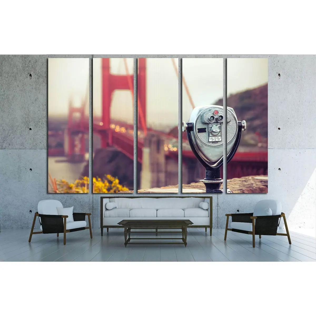 Binocular - Golden Gate. Cross Processing №1938 Ready To Hang Canvas Print 5