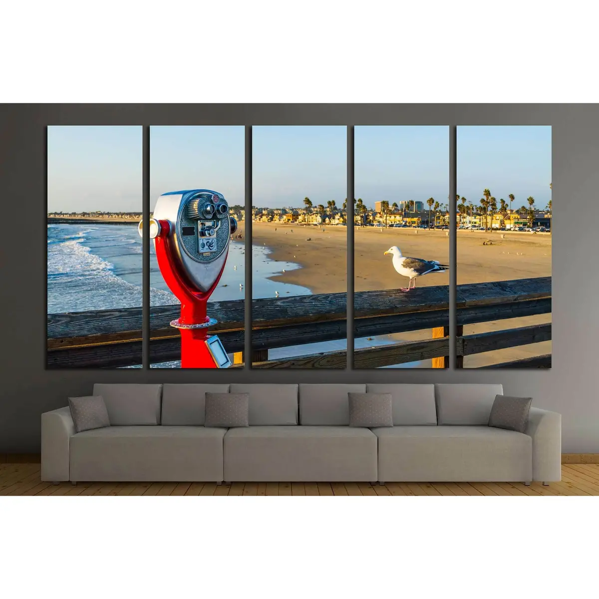 Newport Beach Pier Binoculars Canvas Wall Art №1660 - Image 3