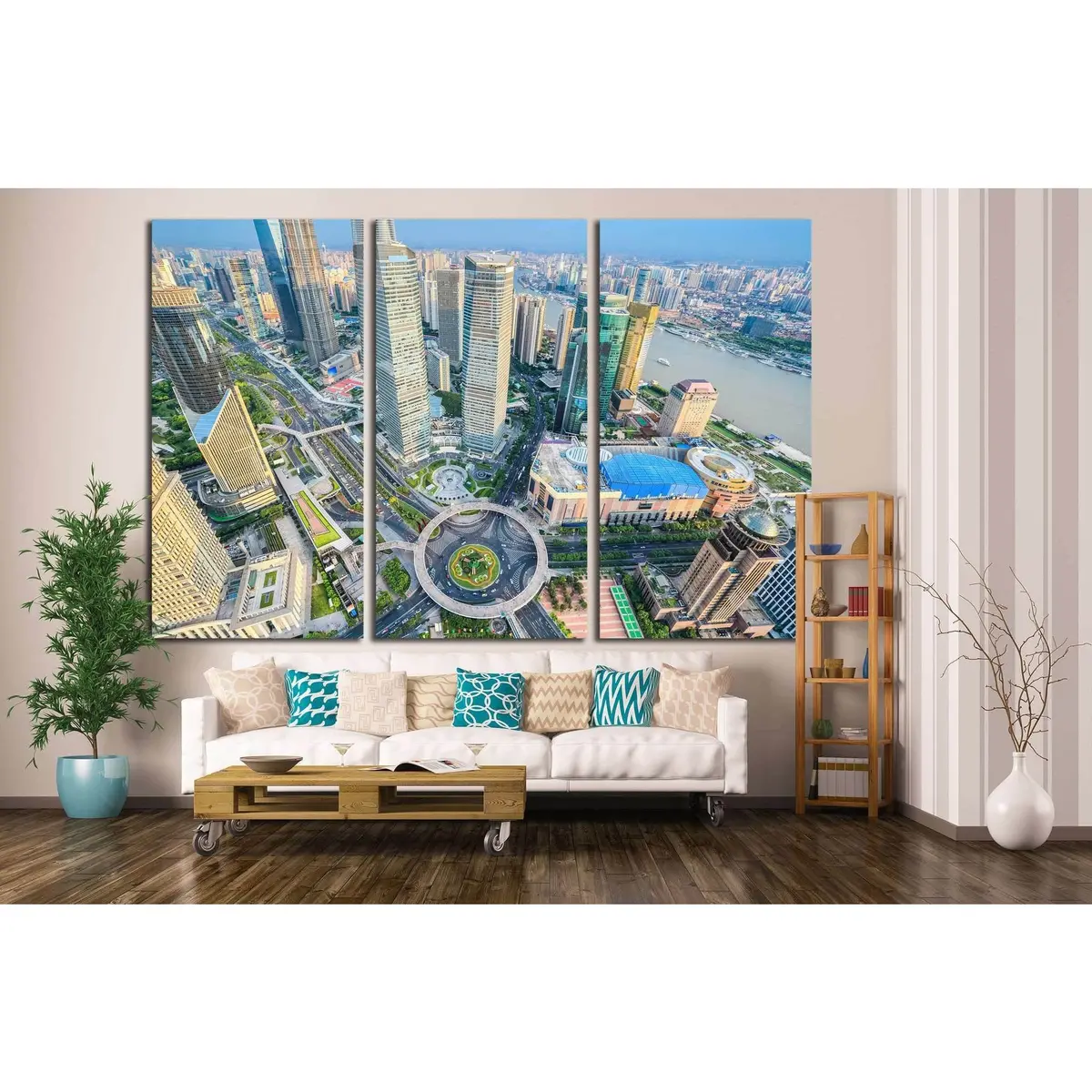 Bird's Eye View Of Shanghai, China №1171 Ready To Hang Canvas Print 5