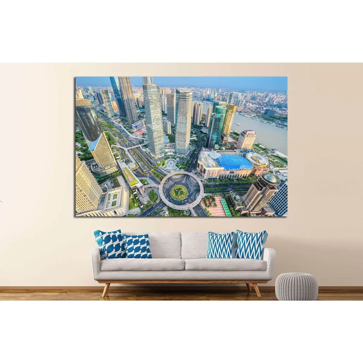 Bird's Eye View Of Shanghai, China №1171 Ready To Hang Canvas Print 2