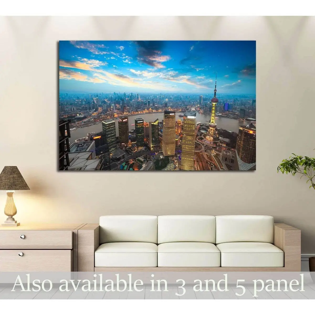 Bird's Eye View Of Shanghai In Sunset №2247 Ready To Hang Canvas Print 1