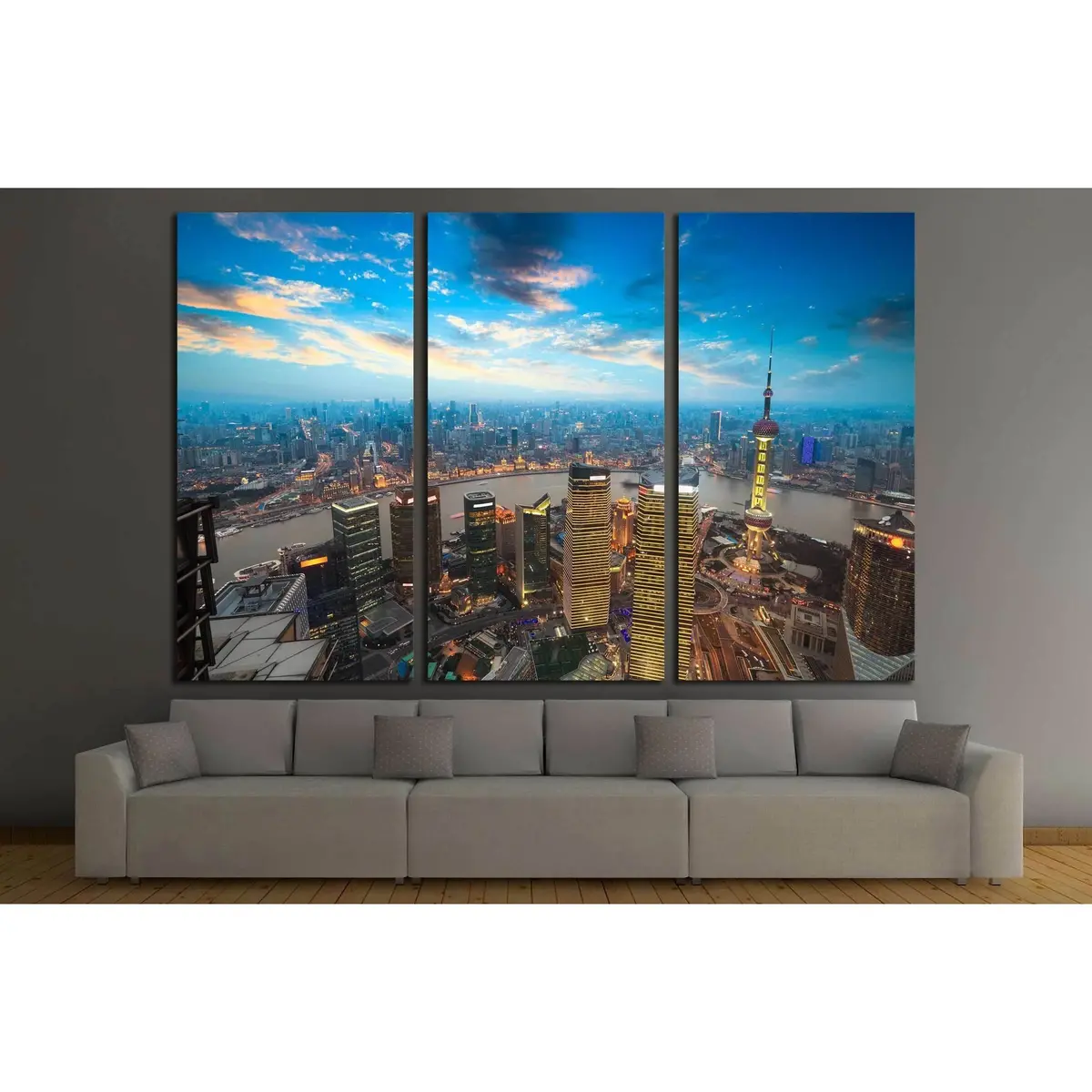 Bird's Eye View Of Shanghai In Sunset №2247 Ready To Hang Canvas Print 5