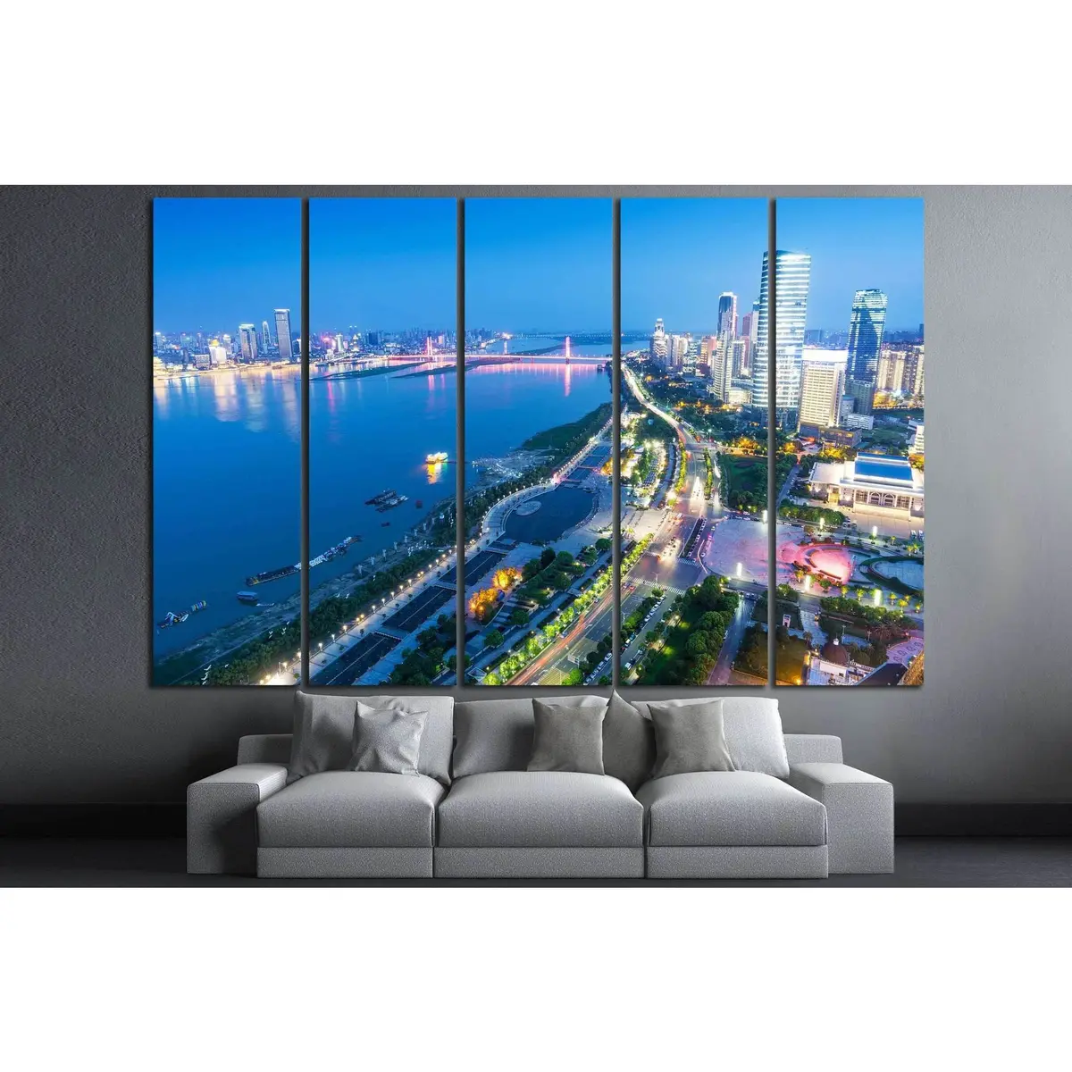 Aerial View of Nanchang, China #1022 — Ready-to-Hang Canvas Wall Art - Image 3