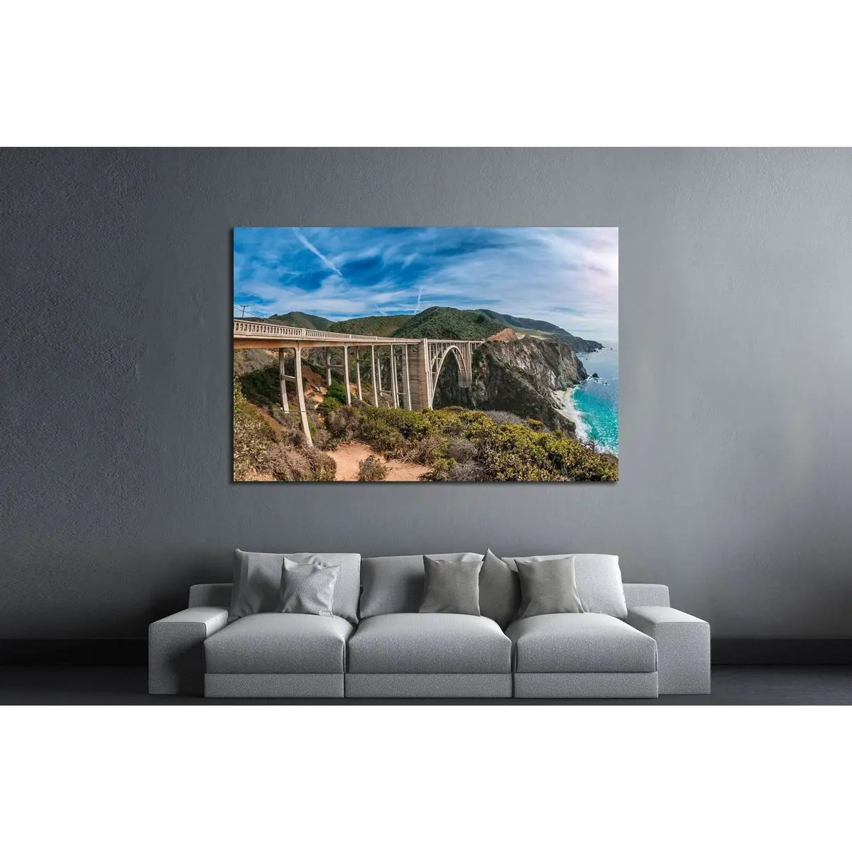 Bixby Bridge On Pacific Coast Highway, California №1978 Ready To Hang Canvas Print 3