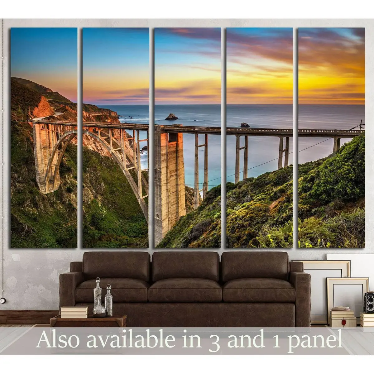 Bixby Bridge Canvas Art Print – Rocky Creek Bridge Landscape Wall Decor